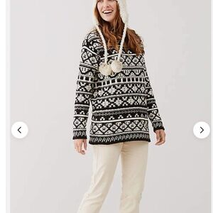 J. Jill mock neck Nordic sweater Size Medium Black and off white